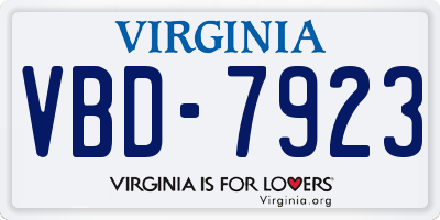 VA license plate VBD7923