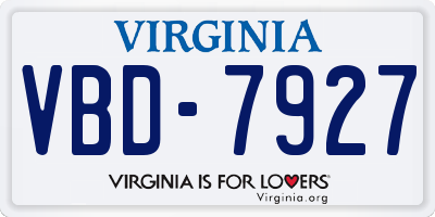 VA license plate VBD7927