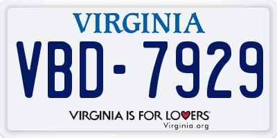 VA license plate VBD7929