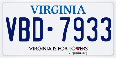 VA license plate VBD7933