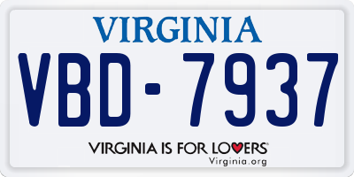 VA license plate VBD7937