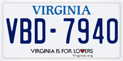 VA license plate VBD7940
