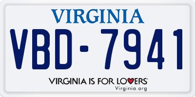 VA license plate VBD7941