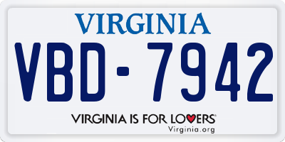 VA license plate VBD7942