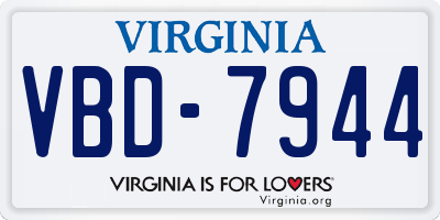 VA license plate VBD7944