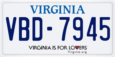 VA license plate VBD7945