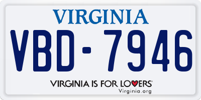 VA license plate VBD7946