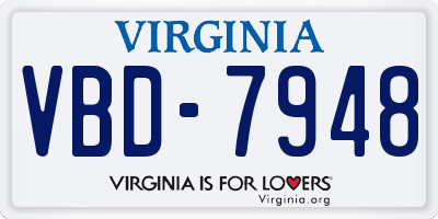 VA license plate VBD7948