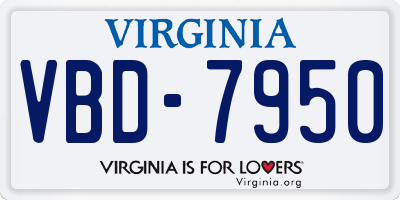 VA license plate VBD7950