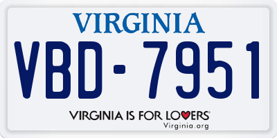 VA license plate VBD7951