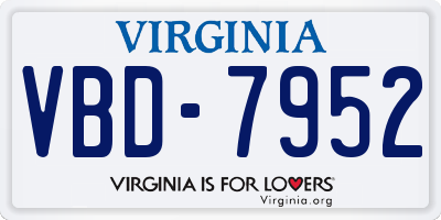 VA license plate VBD7952