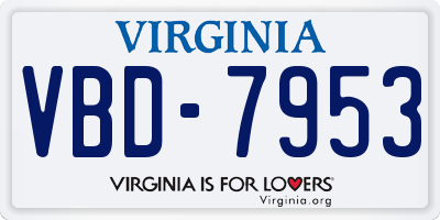 VA license plate VBD7953