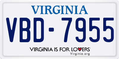 VA license plate VBD7955