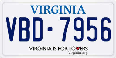 VA license plate VBD7956