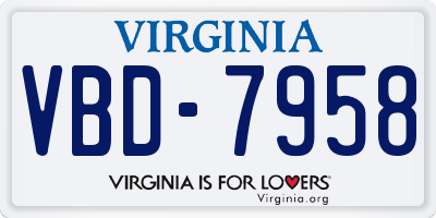 VA license plate VBD7958