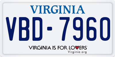VA license plate VBD7960