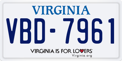 VA license plate VBD7961
