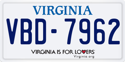 VA license plate VBD7962