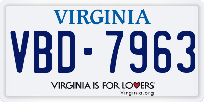 VA license plate VBD7963