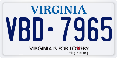 VA license plate VBD7965