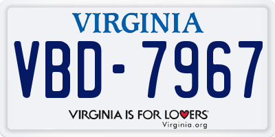 VA license plate VBD7967