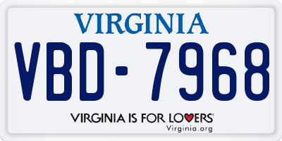 VA license plate VBD7968