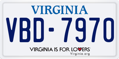 VA license plate VBD7970