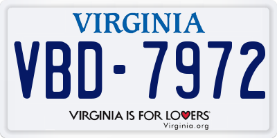 VA license plate VBD7972