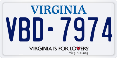 VA license plate VBD7974
