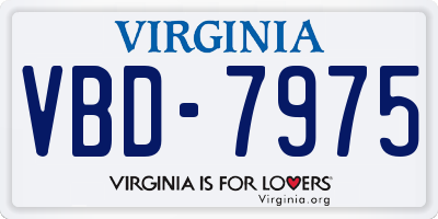 VA license plate VBD7975