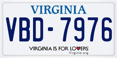 VA license plate VBD7976