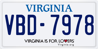 VA license plate VBD7978