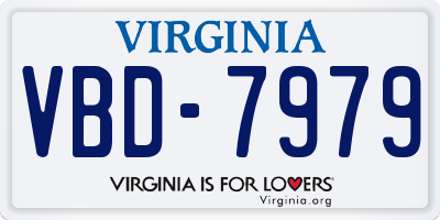 VA license plate VBD7979