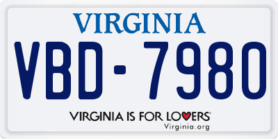 VA license plate VBD7980