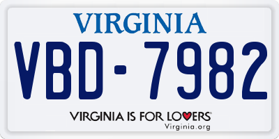 VA license plate VBD7982