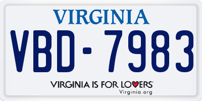 VA license plate VBD7983