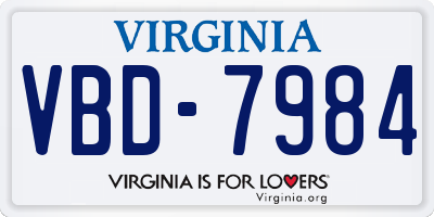 VA license plate VBD7984