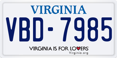 VA license plate VBD7985