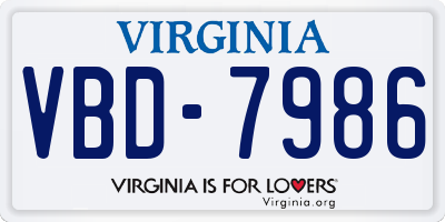 VA license plate VBD7986