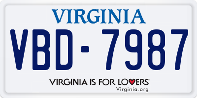 VA license plate VBD7987