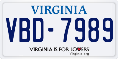 VA license plate VBD7989