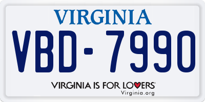 VA license plate VBD7990