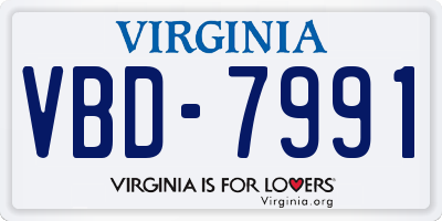VA license plate VBD7991