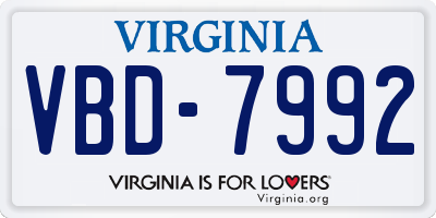 VA license plate VBD7992
