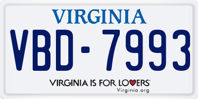 VA license plate VBD7993