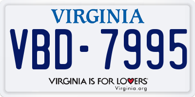 VA license plate VBD7995