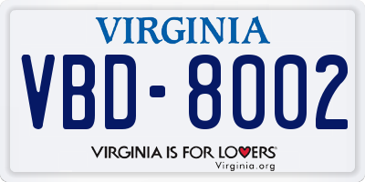 VA license plate VBD8002