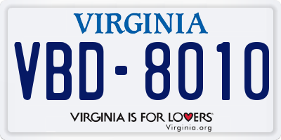 VA license plate VBD8010
