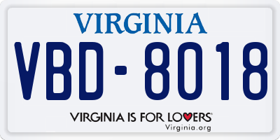VA license plate VBD8018