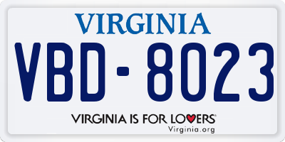 VA license plate VBD8023